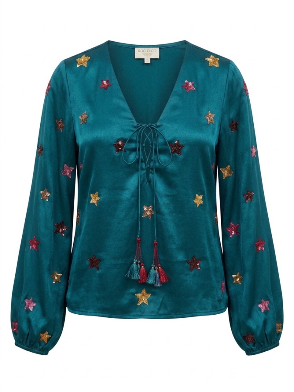 Rococo Sand sequin stars silk blouse - size M
